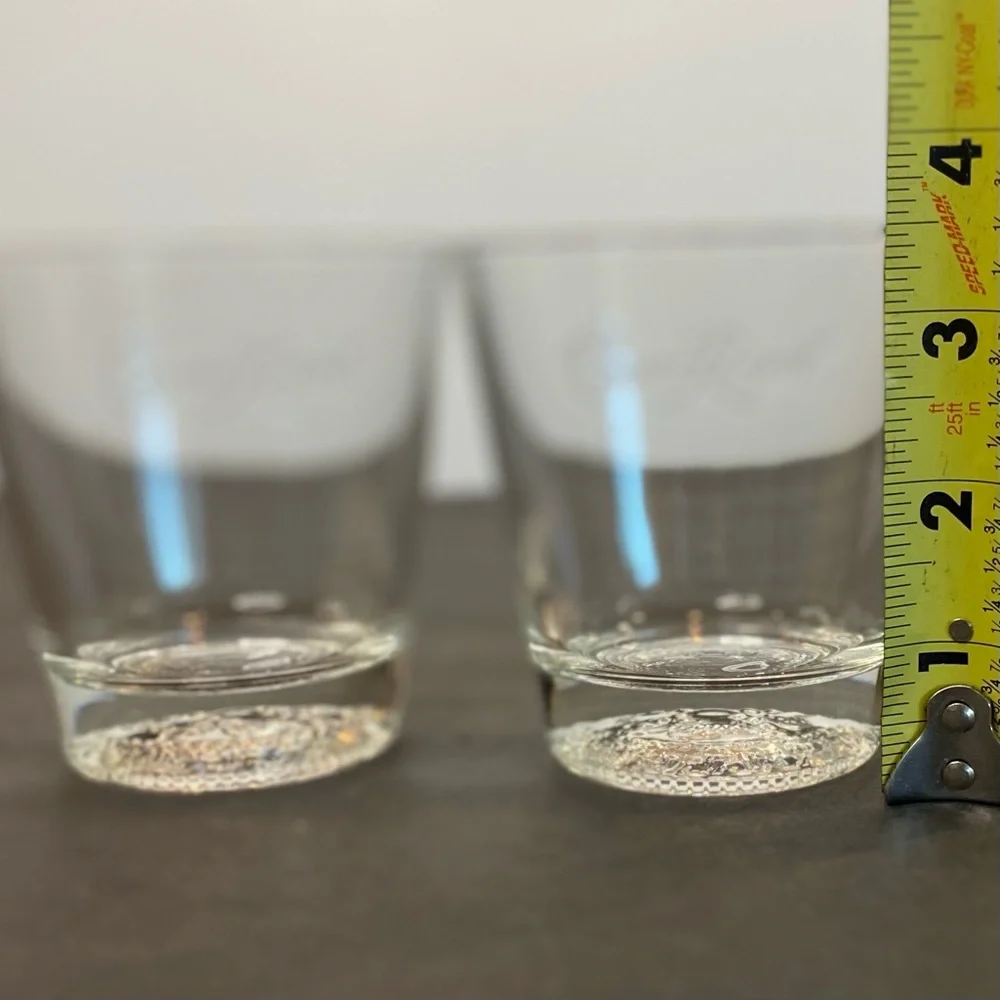 𝅺SET of 2 Crown Royal Whiskey Lowball Glass Tumblers Embossed